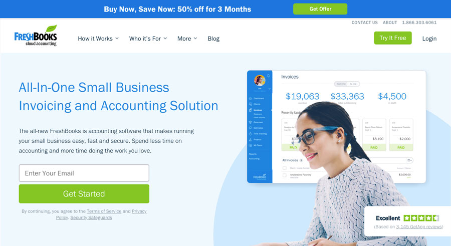 FreshBooks.com Landing page